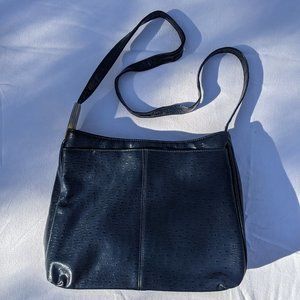 Blue ostrich leather bag